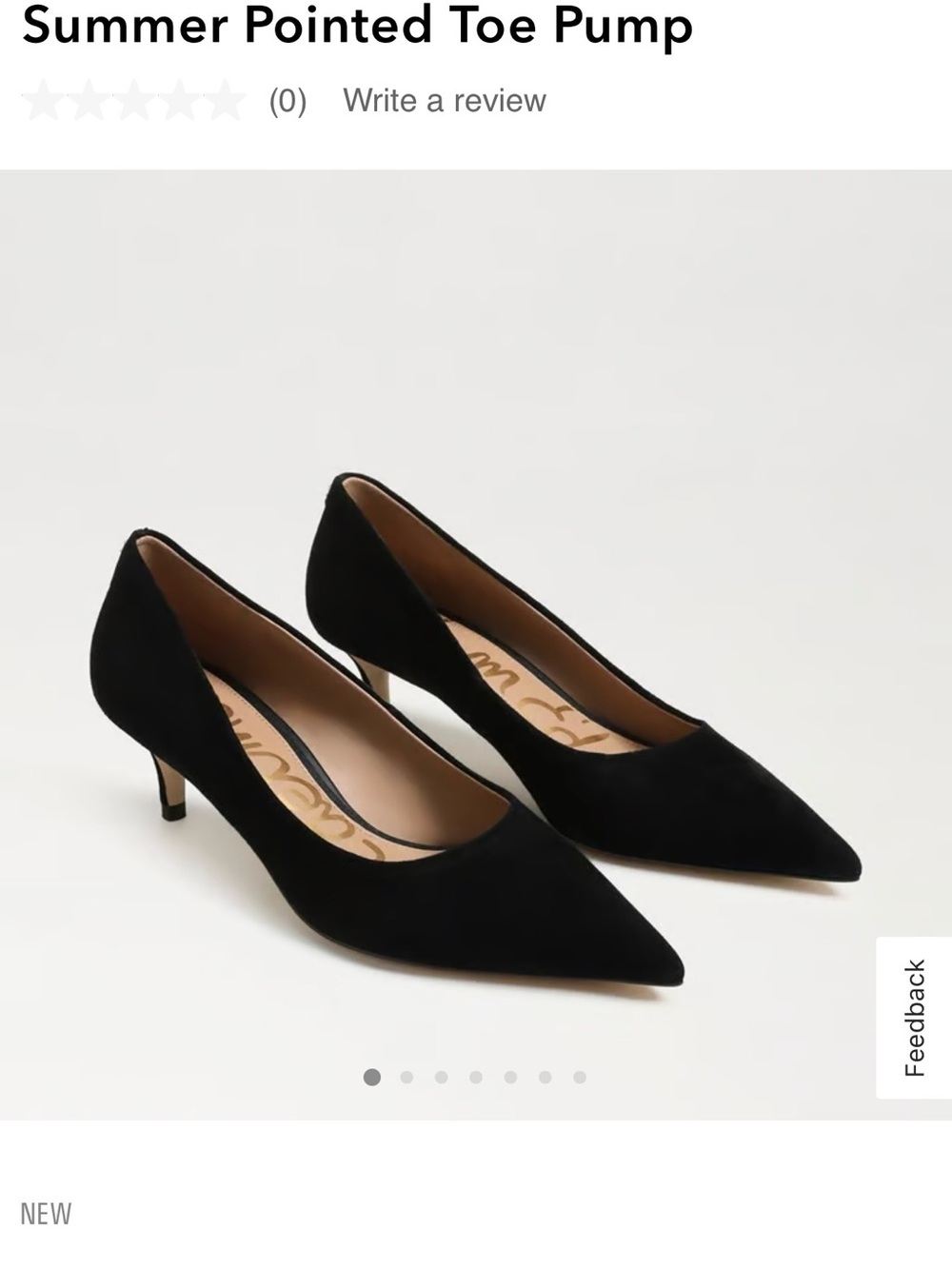 Sam Edelman Black Suede Pointed-Toe Kitten Heel Pump Size 9 2”